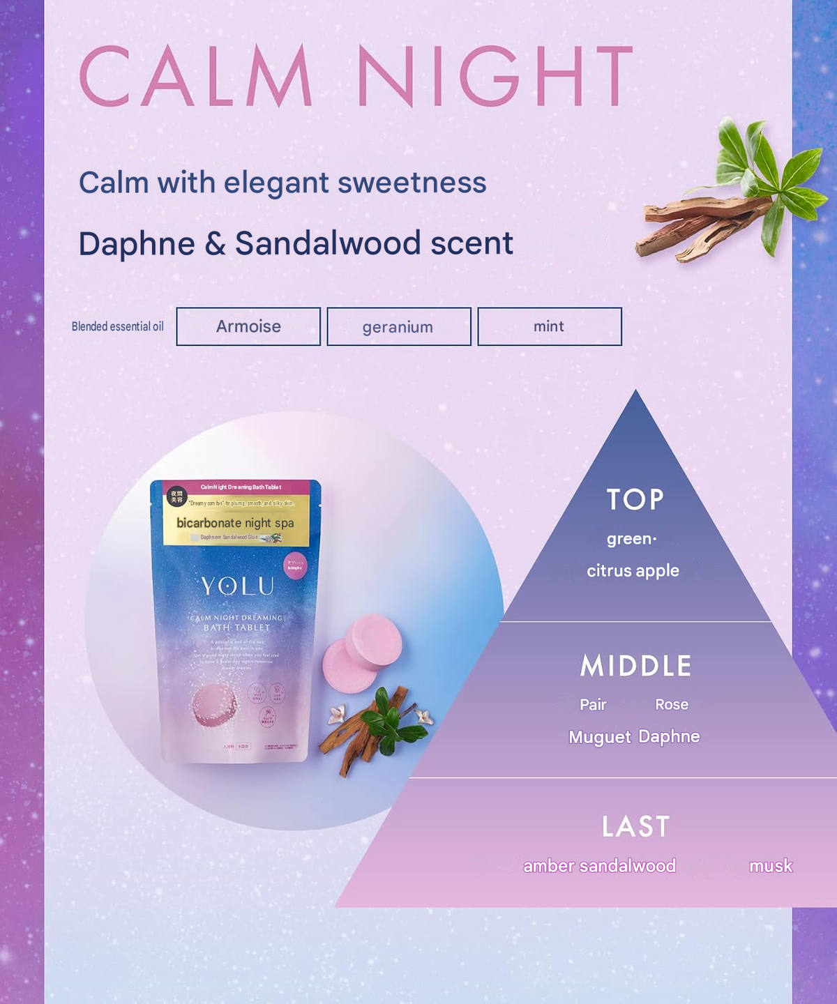 YOLU Calm Night & Relax Night Dreaming Bath Tablets – 2-Pack Set (Choose your option)