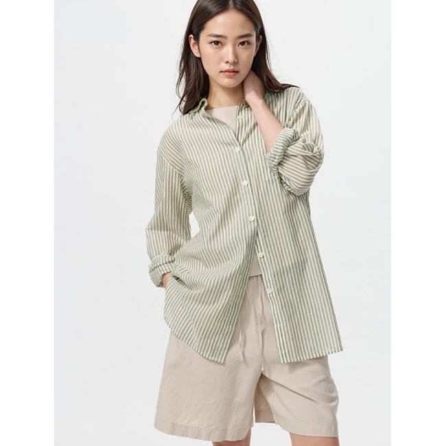 U Cotton Long Shirt 484744 Japan Best Brand