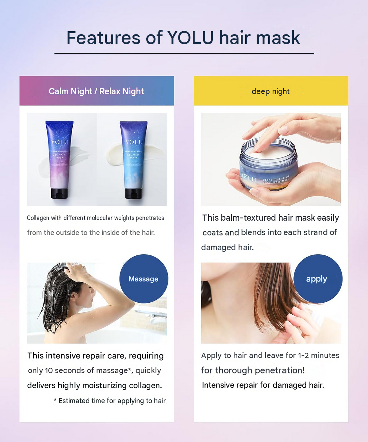 YOLU Deep Night Repair Hair Mask – Melon & Jasmine Fragrance 145g