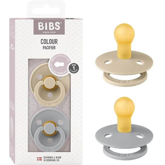 BIBS Natural Rubber Pacifier – Vanilla/Cloud | Set of 2 | COLOUR Size 1 & Size 2