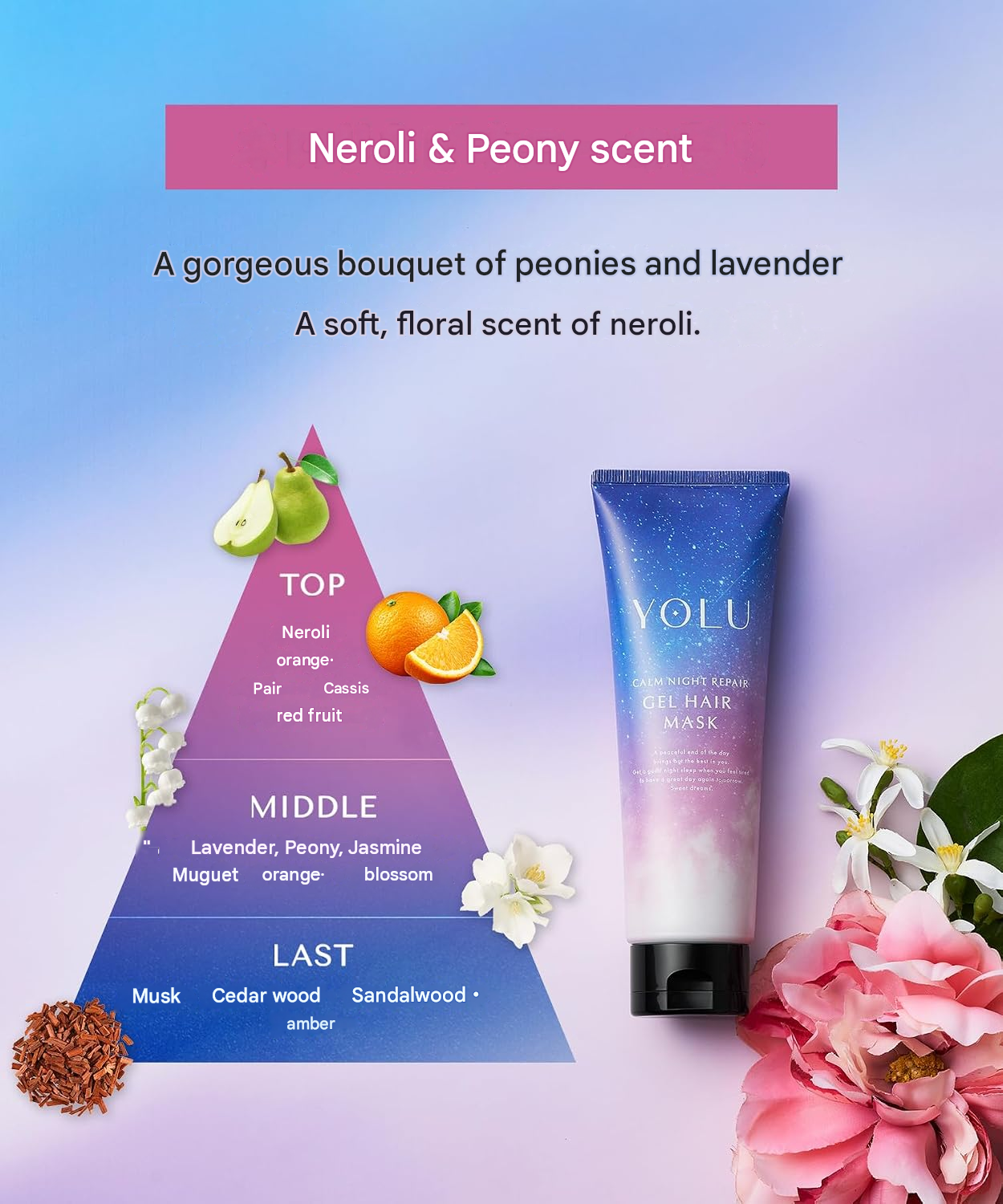 YOLU Yoru Calm Night Repair Gel Hair Mask – Neroli & Peony