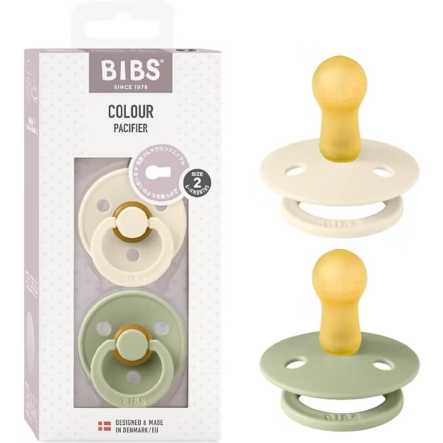 BIBS Natural Rubber Pacifier – Ivory/Sage | Set of 2