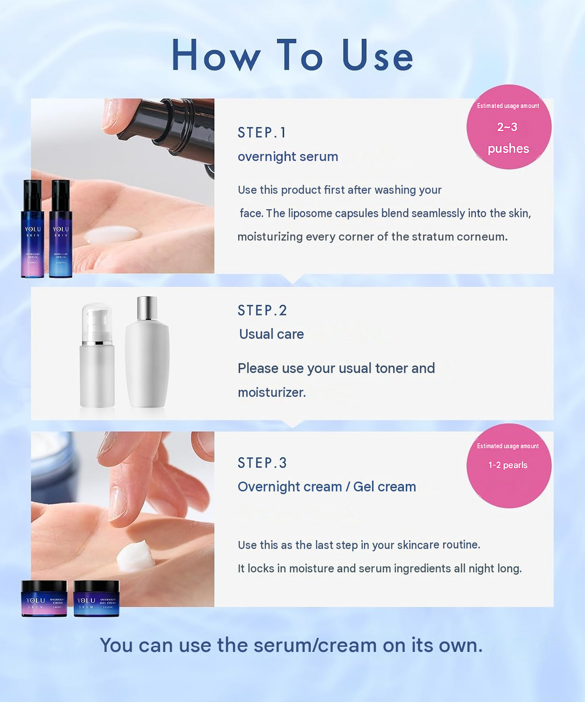 YOLU Skin Overnight Gel Cream Clear 45g