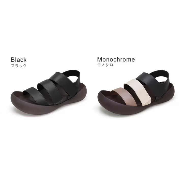 RegettaCanoe Men's Monochrome 3-Strap Sandals - CJMB-2513