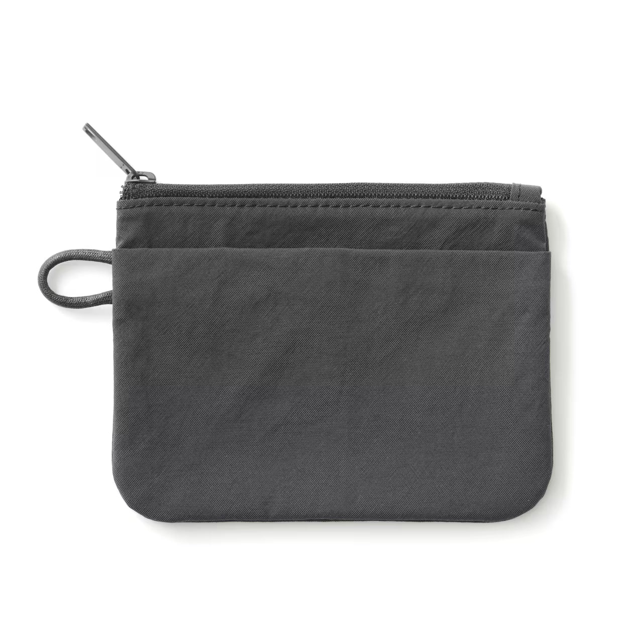Wrinkle Nylon Flat Pouch – Dark Gray, Small  13.6 × 10 cm
