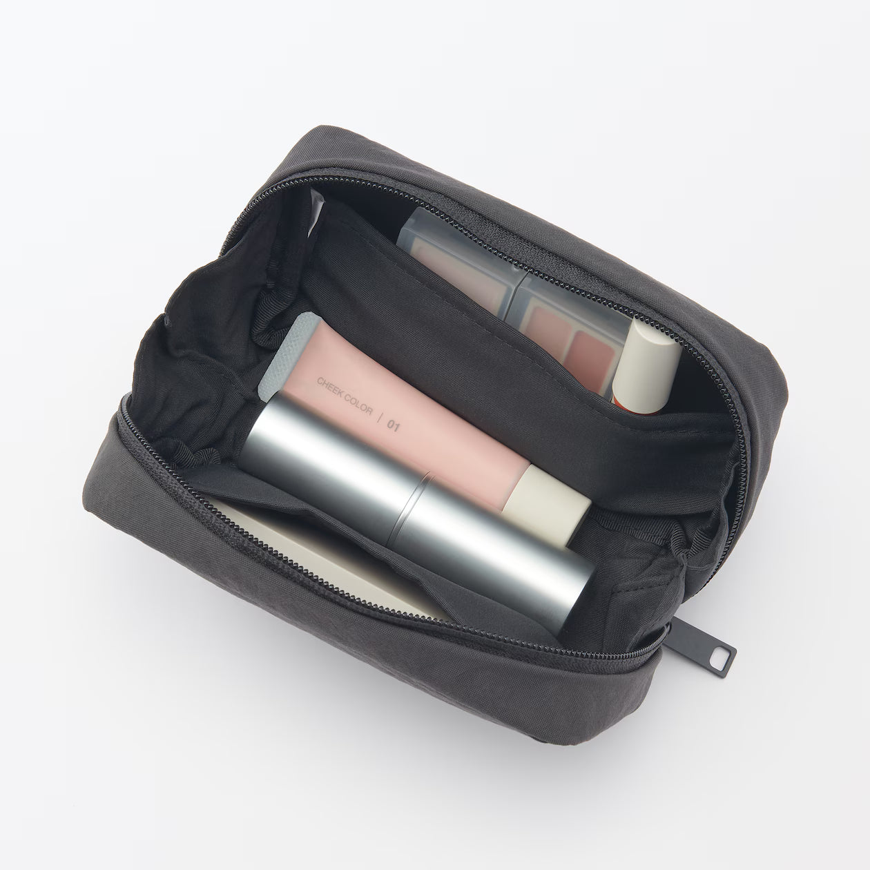 Muji Wrinkle Nylon Wide-Opening Pouch – Medium 15 × 9 × 4.5 cm
