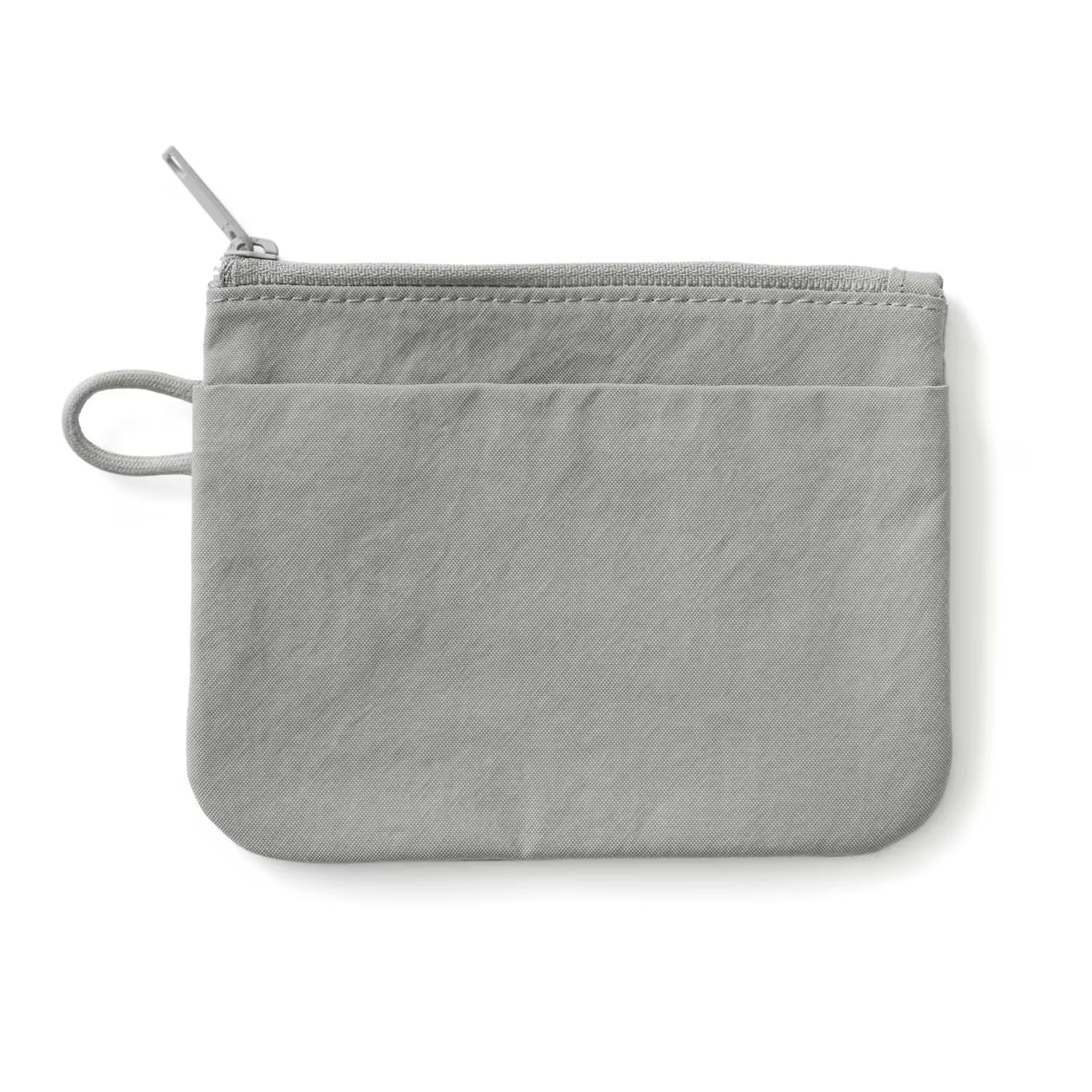 Wrinkle Nylon Flat Pouch – Dark Gray, Small  13.6 × 10 cm