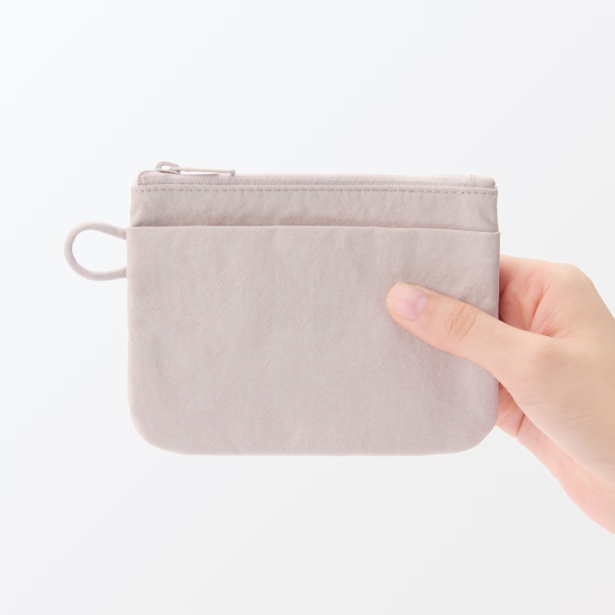 Muji Wrinkle Nylon Flat Pouch – Dark Gray, Small 13.6 × 10 cm