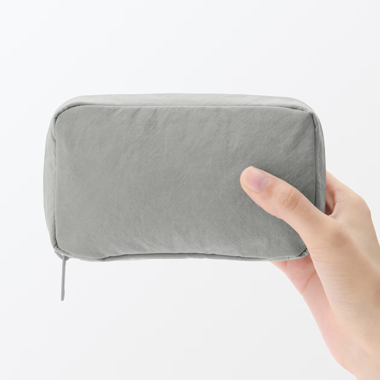 Muji Wrinkle Nylon Wide-Opening Pouch – Medium 15 × 9 × 4.5 cm