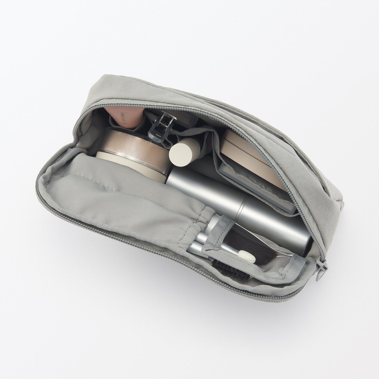 Muji Wrinkle Nylon Wide-Opening Pouch 18 × 11.5 × 7 cm