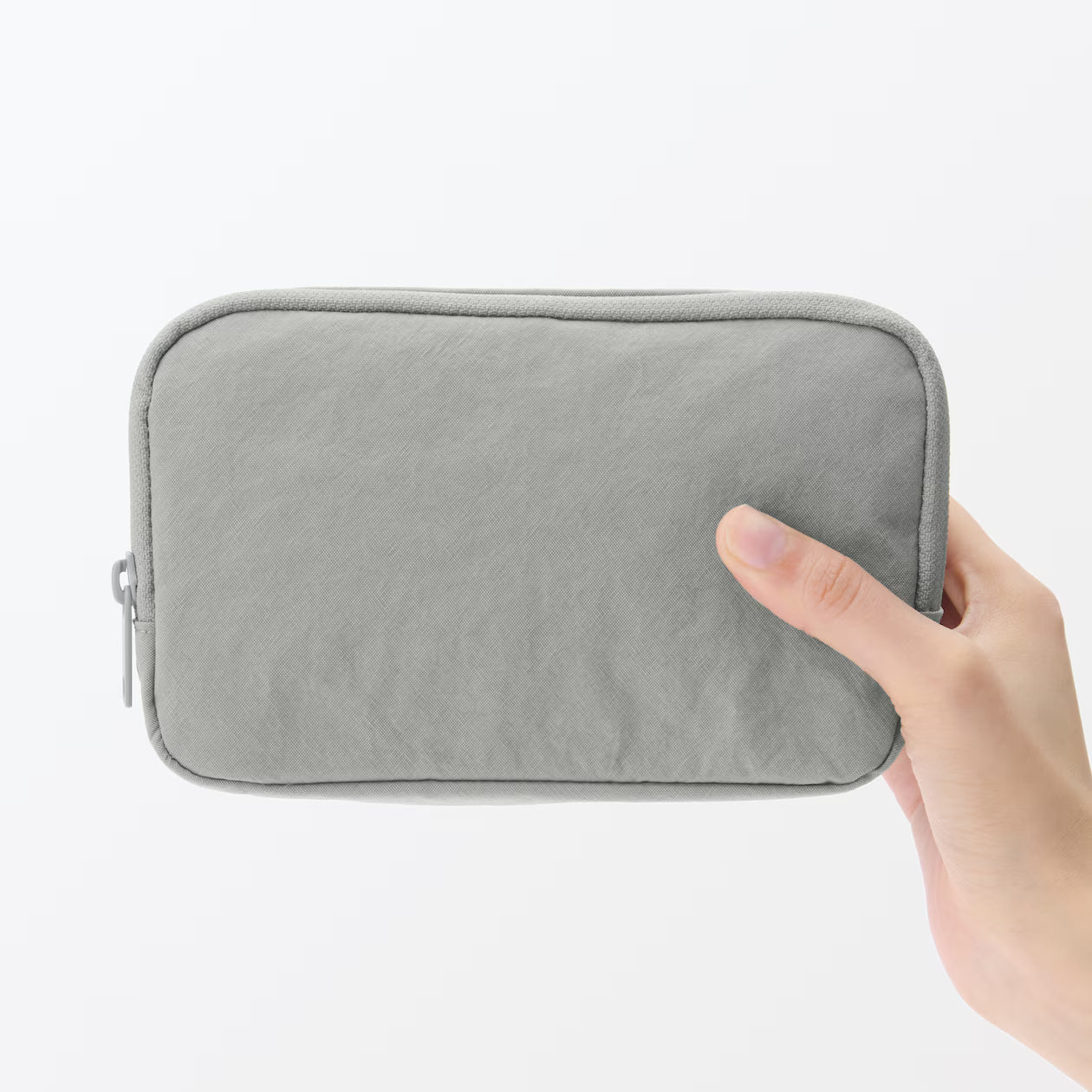 Muji Wrinkle Nylon Wide-Opening Pouch 18 × 11.5 × 7 cm