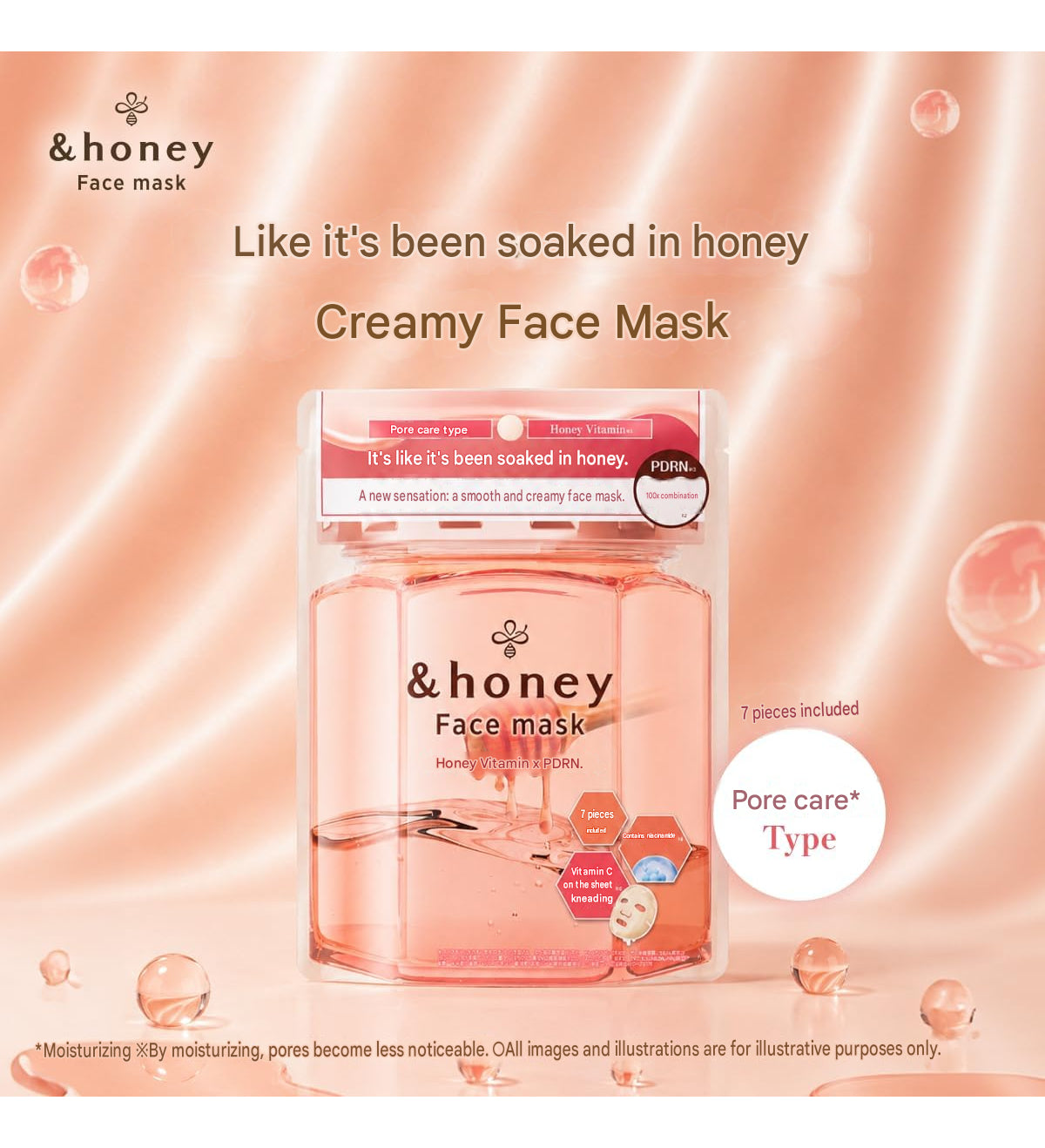 &honey Vita Moist Face Mask PD – Honey Vitamin & Niacinamide 7 Sheets / 130ml