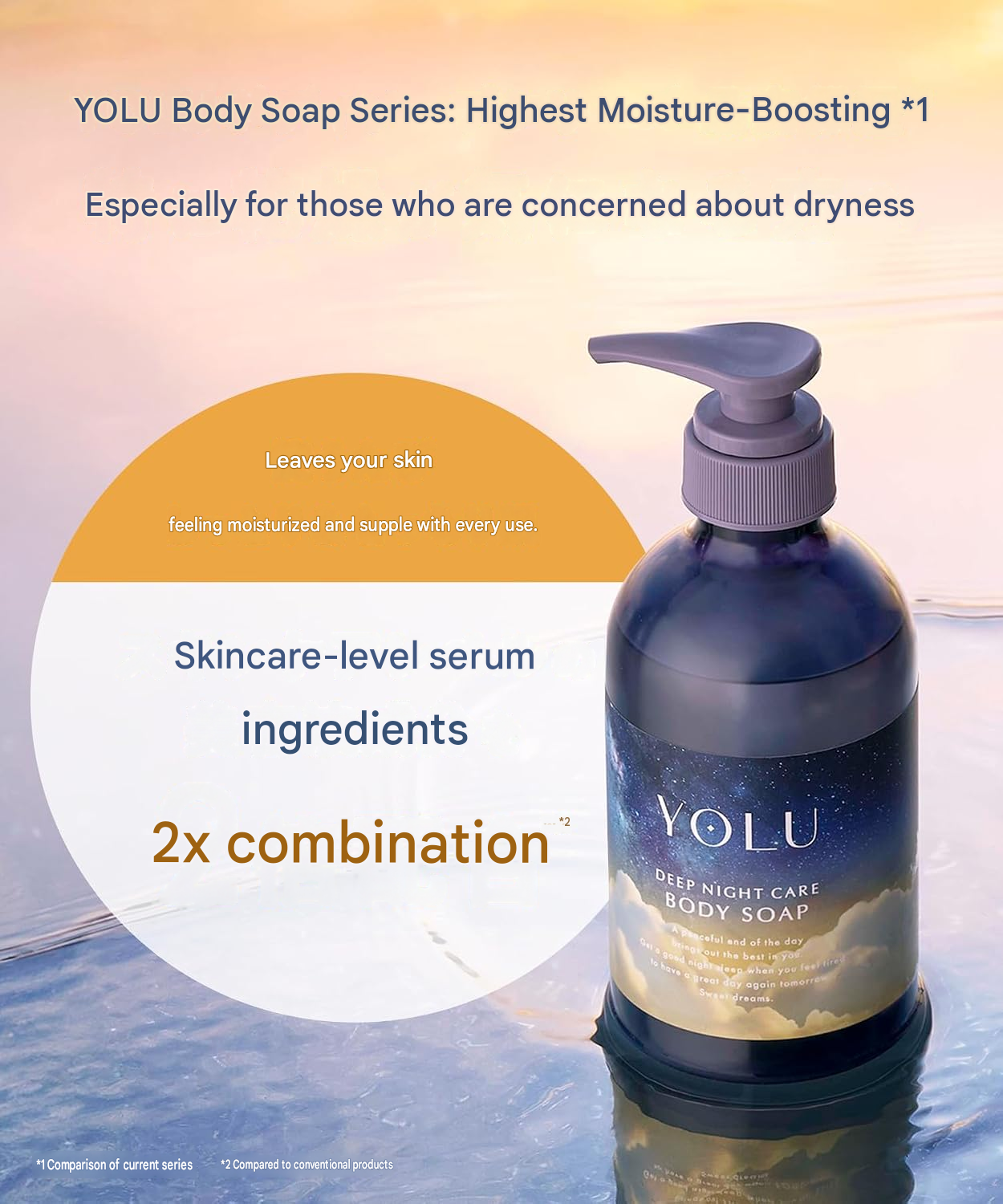 YOLU Deep Night Care Body Soap – Highly Moisturizing Oil-in Body Soap for Dry Skin, 440 mL