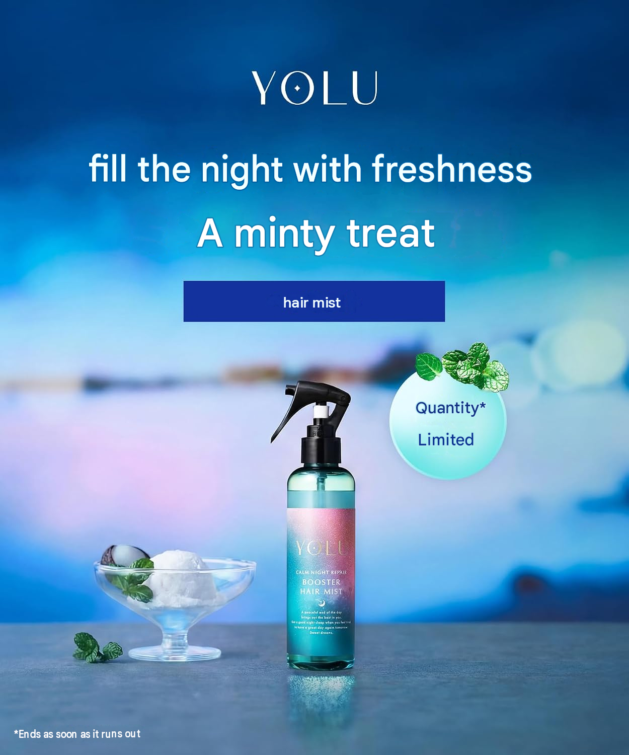 YOLU Calm Night Repair Booster Hair Mist – Moisturizing Night Care & Damage Protection