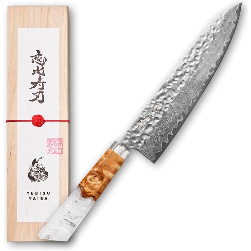 YEBISU YAIBA Tsuki Santoku Knife — White, 17 cm