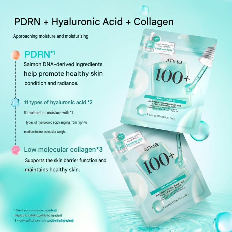 ANUA PDRN Hyaluronic Acid Capsule 100 Serum Mask Pack 7 Sheets