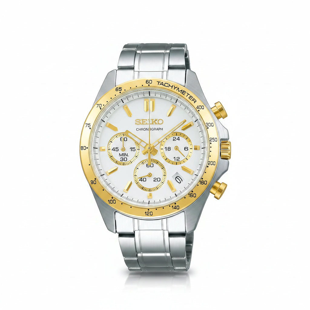 Seiko Selection Men's Quartz Chronograph Watch – Stainless Steel, Date Display 24-Hour Sub-Dial