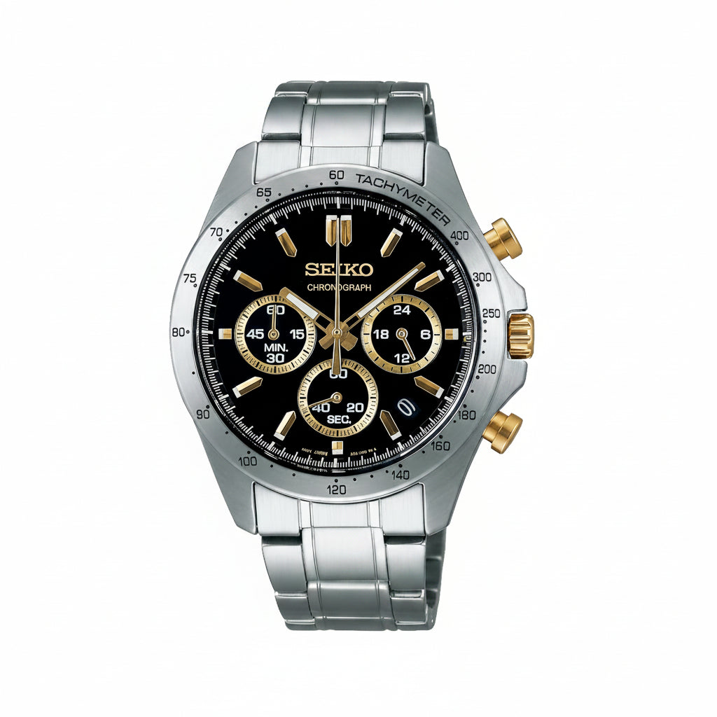 Seiko Selection Men's Quartz Chronograph Watch – Stainless Steel, Date Display 24-Hour Sub-Dial