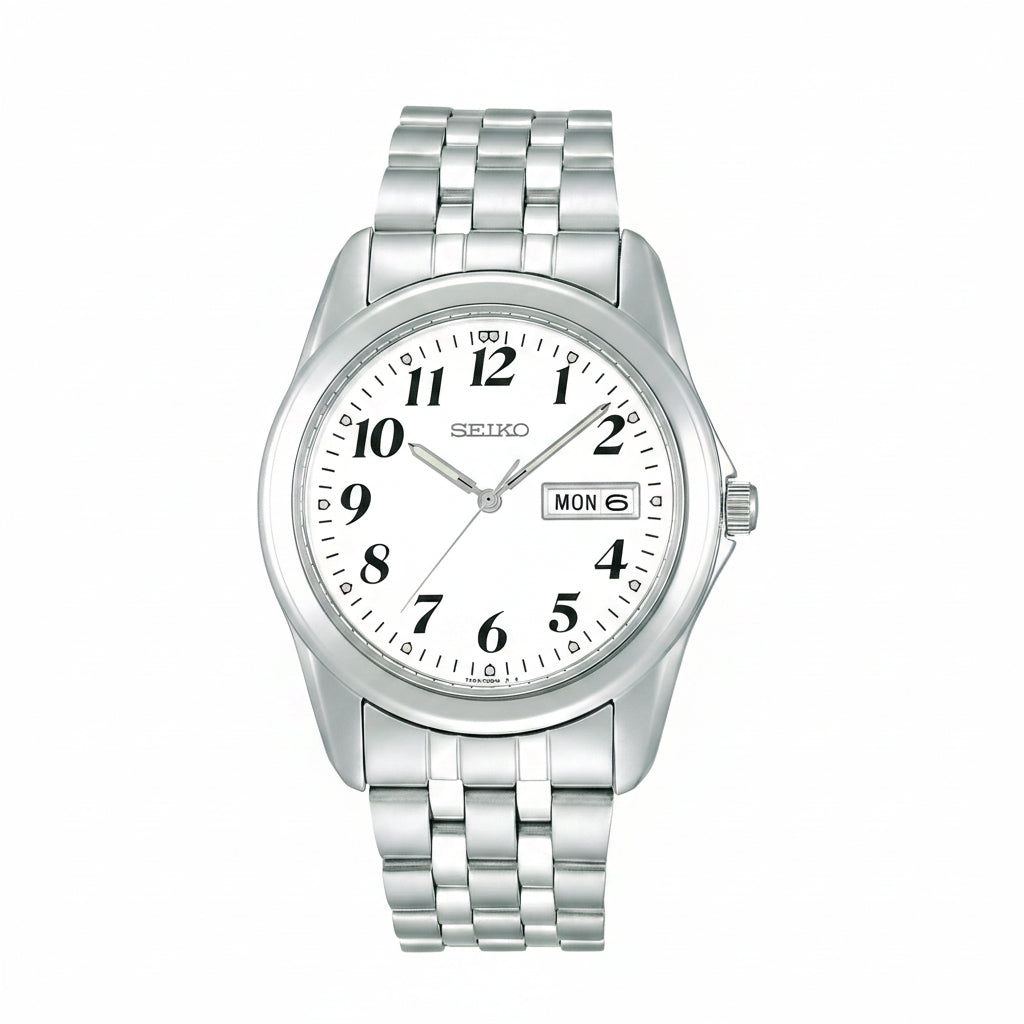 Seiko Selection Men's Quartz Watch – Stainless Steel Bracelet | Day-Date Display