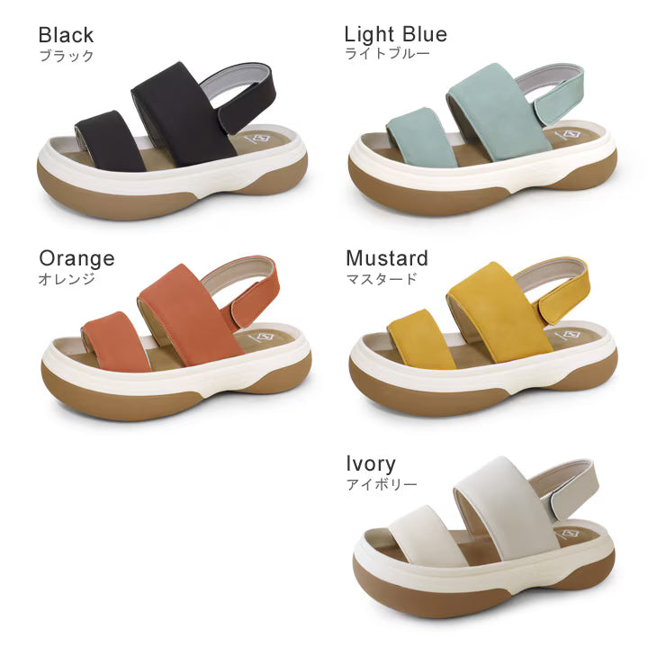 RegettaCanoe Women's Fluffy Puffy Sandals with Belt - CJFT-007