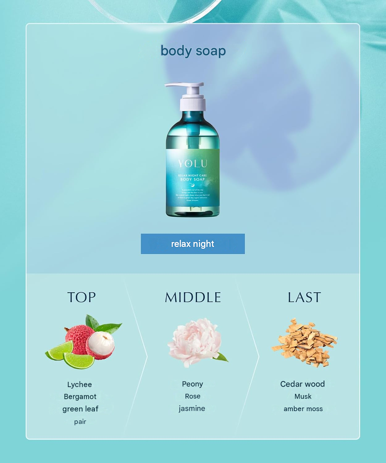 YOLU Relax Night Care Body Soap – Mint & Lychee Sorbet Scent