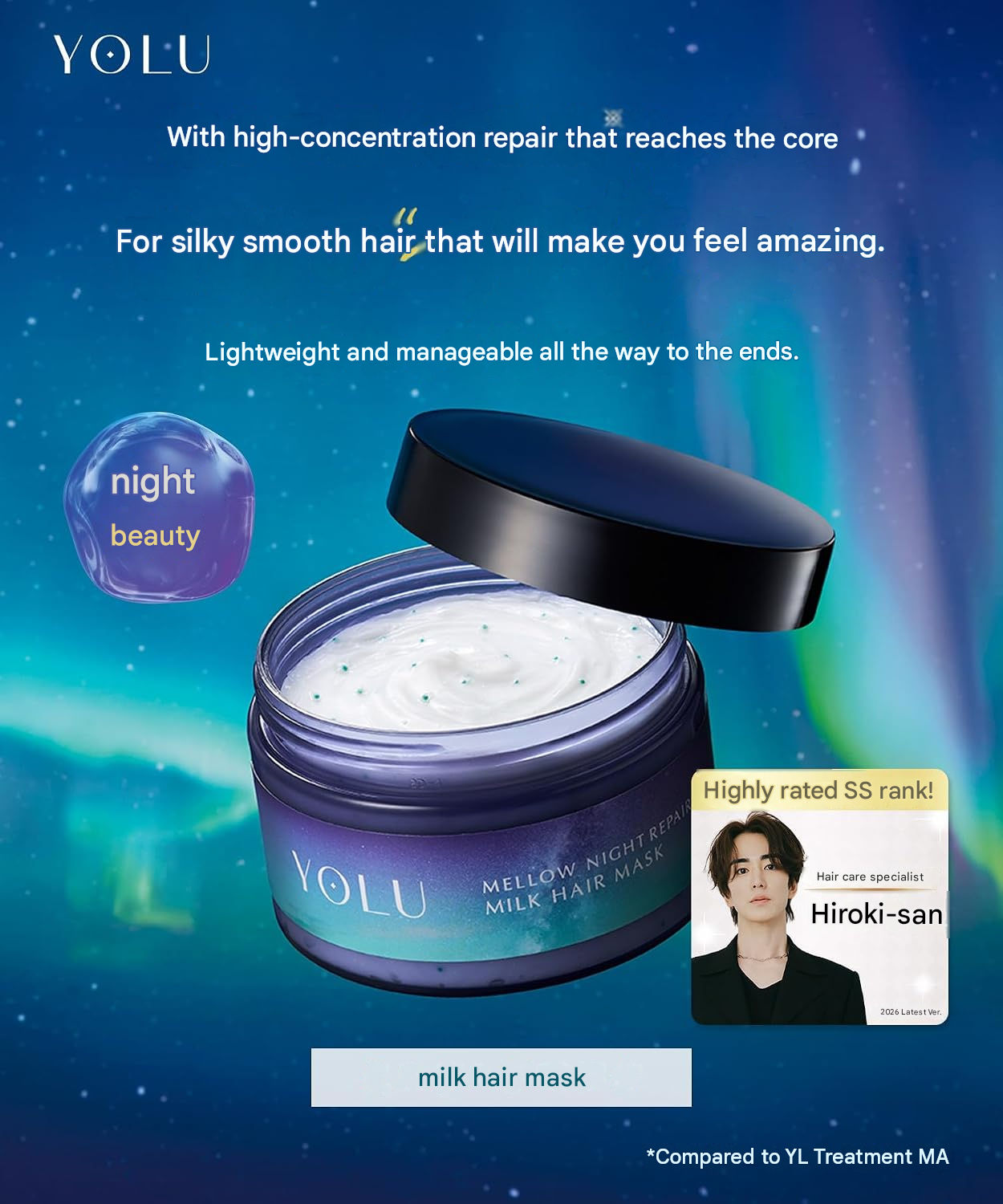 YOLU Mellow Night Repair Milk Hair Mask – High-Intensity Repair & Lightweight Moisture