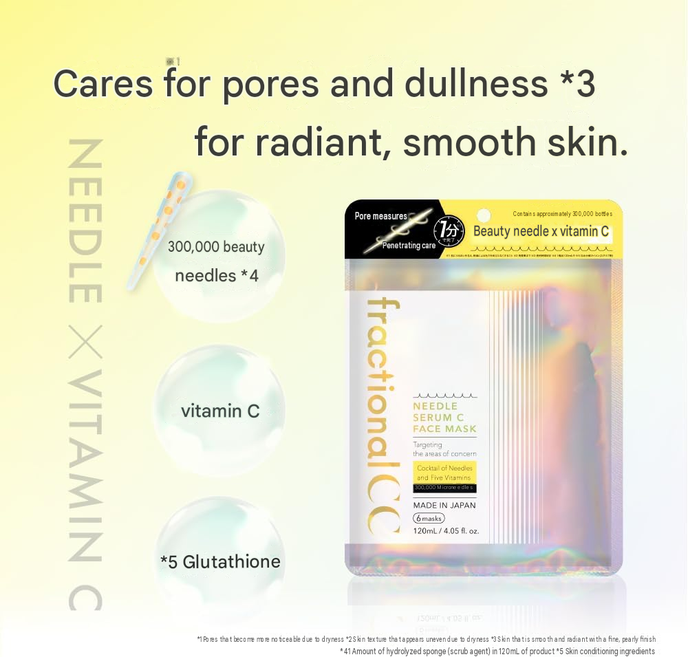 Fractional CC Needle Mask C – Vitamin C & Glutathione Sheet Mask, 12 sheets (6 sheets × 2 sets)