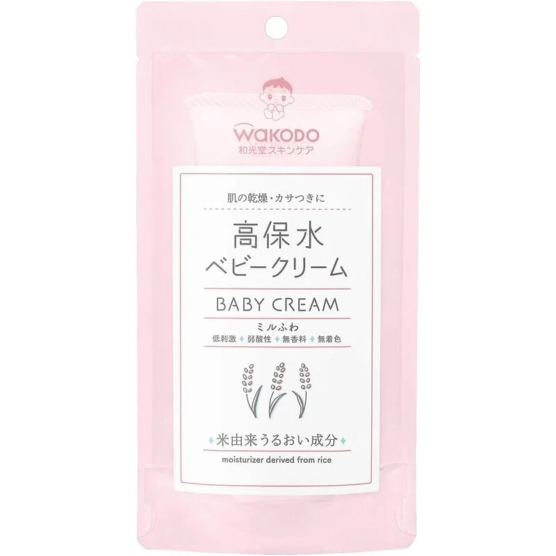 The Wakodo Mil Fluffy High Moisture Baby Cream is a gentle skincare cream designed to protect delicate baby skin from dryness and irritation. 