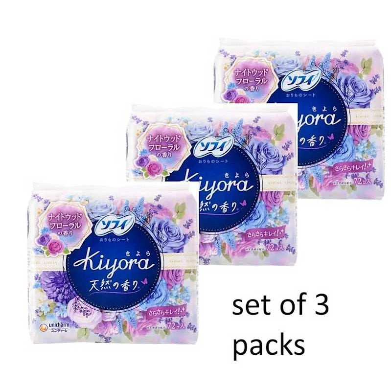 Sofy Kiyora Panty Liners, Floral Relaxing Scent – 72 Sheets × 3 Packs