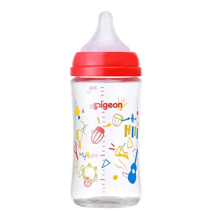 Pigeon Breastfeeding Bottle – Heat-Resistant Glass | Music Design (Red)