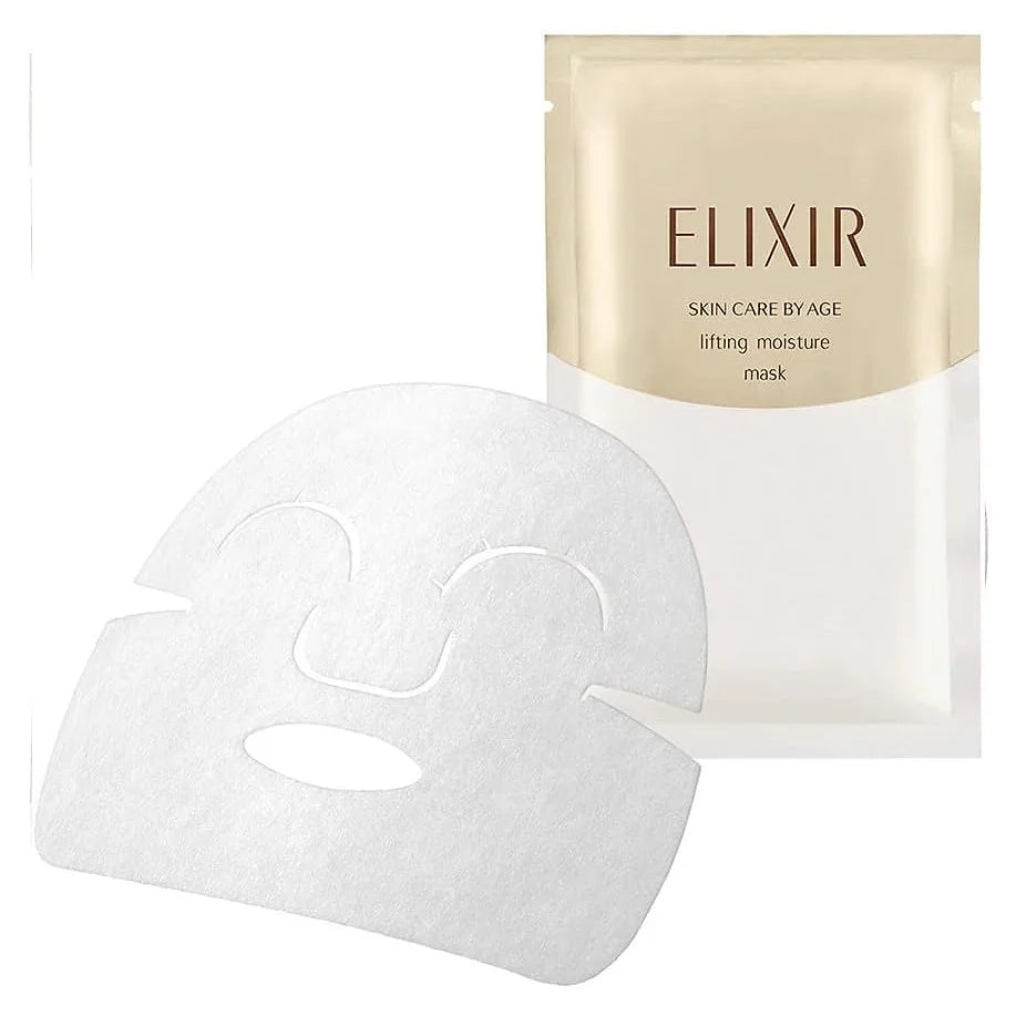 ELIXIR Lift Moist Mask W. this sheet mask from ELIXIR (a premium line by Shiseido) is designed for anti-aging, deep hydration, and skin firmness.