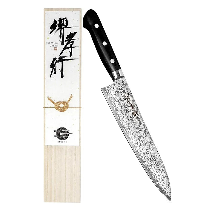 This Sakai Takayuki Damascus Gyuto Knife is a premium, professional-grade Japanese chef’s knife that embodies over 600 years of Sakai cutlery tradition. 