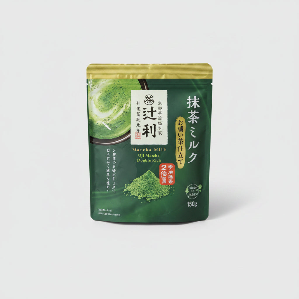 A luxurious matcha milk powder made with double the amount of premium Uji matcha for an extra rich tea flavor.