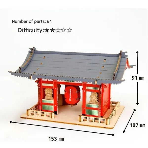 ki-gu-mi Kaminarimon Gate – Wooden 3D Puzzle DIY Craft Kit