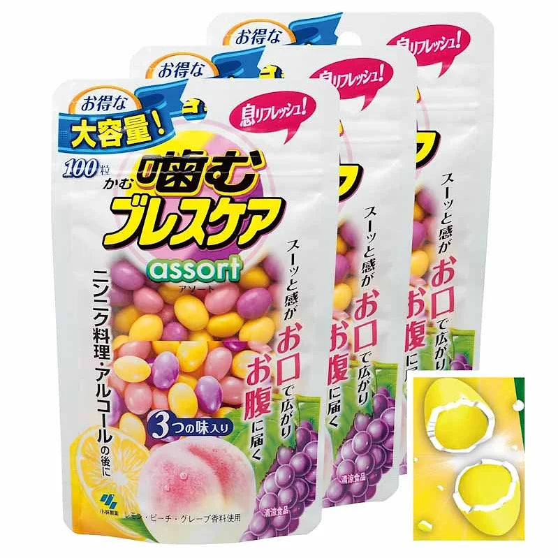 Chew Breath Care Assortment, Pouch Type, 100 Tablets x 3 Packs