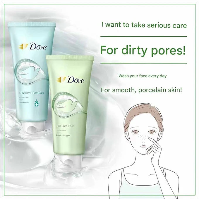 Dove Moist Pore Care Facial Cleansing Gel for Sensitive Skin Fragrance-Free