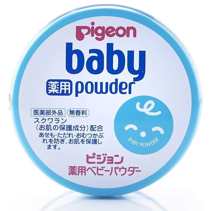 Pigeon Medicated Baby Powder (Blue Can) is a gentle body powder designed for delicate baby skin.
