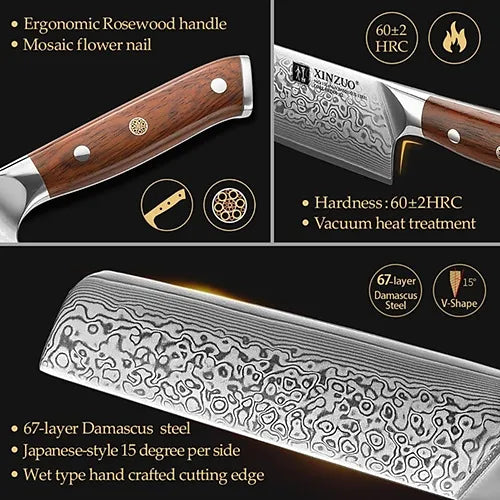 XINZUO Nakiri Knife – 18.5 cm (7.3 in)