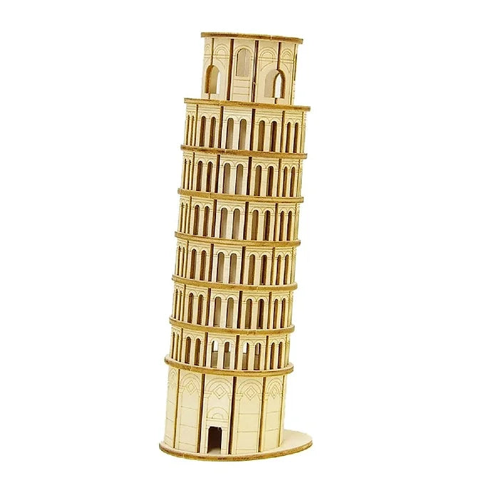 ki-gu-mi Leaning Tower of Pisa Pencil Case – Wooden 3D Puzzle DIY Craft Kit