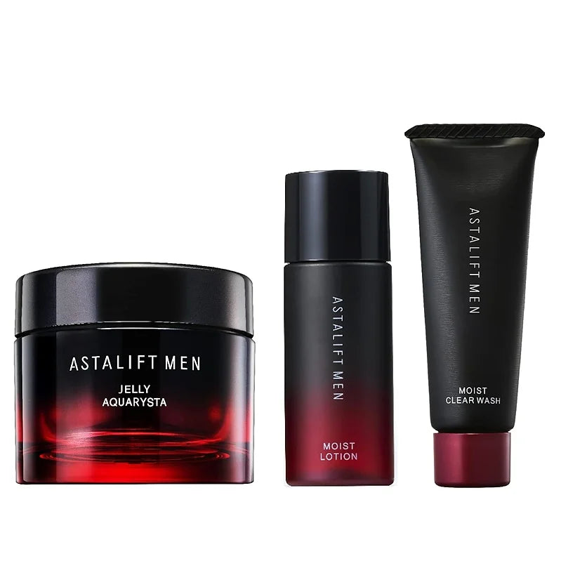 Experience the complete ASTALIFT MEN skincare routine with this limited 3-piece starter set, ideal for travel or as an introduction to the brand’s premium men’s care line.