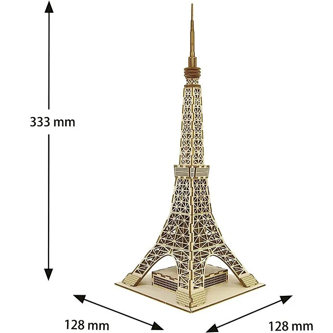 ki-gu-mi Tokyo Tower Wooden 3D Puzzle – DIY Craft Kit for Kids and Adults