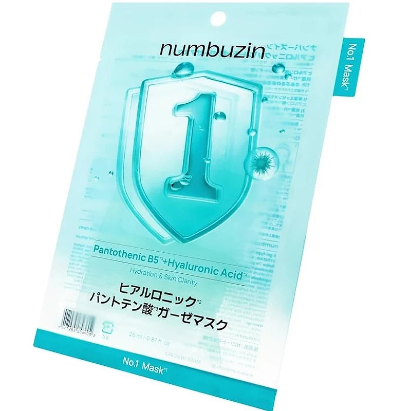 The numbuzin No.1 Hyaluronic Pantothenic Gauze Mask is a deeply hydrating and soothing sheet mask designed to replenish moisture and revitalize tired skin.