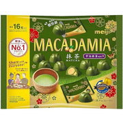 Meiji Macadamia Chocolate Matcha Big Pack combines creamy milk chocolate, crunchy macadamia nuts, and the deep, refined flavor of Uji matcha.