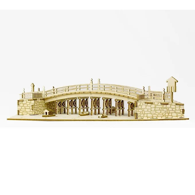 ki-gu-mi Nihonbashi Wooden 3D Puzzle – DIY Craft Kit for Kids and Adults