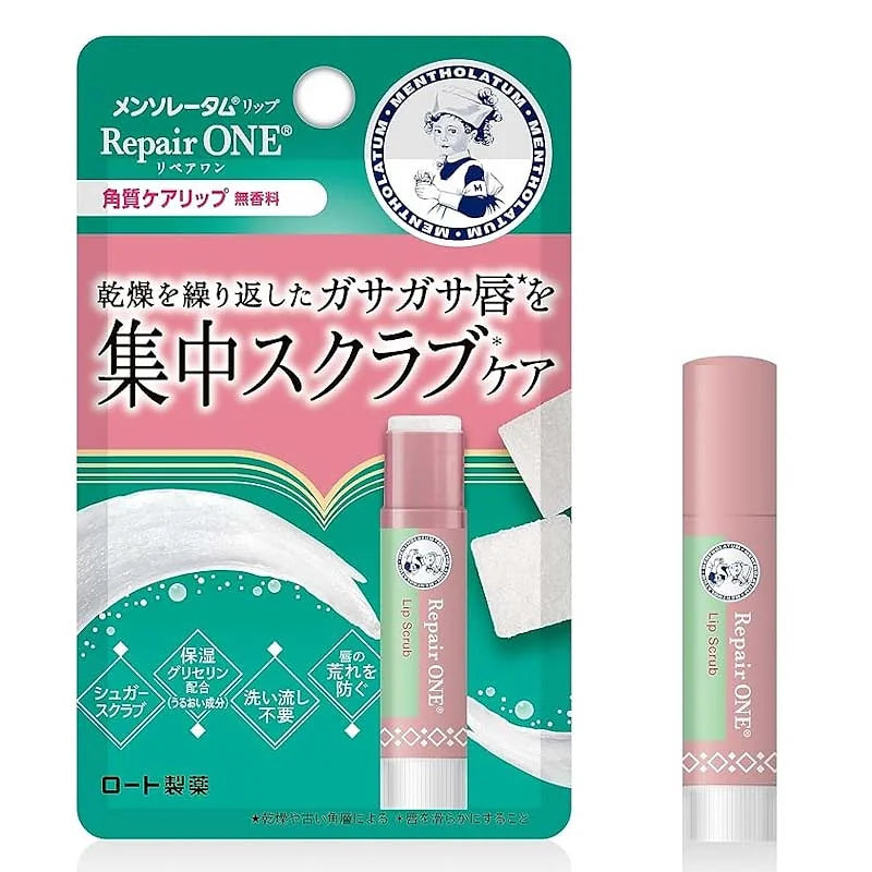 Mentholatum Lip Repair One Exfoliating Care Lip is an innovative lip treatment that combines gentle exfoliation and intensive moisturizing in one easy step. 