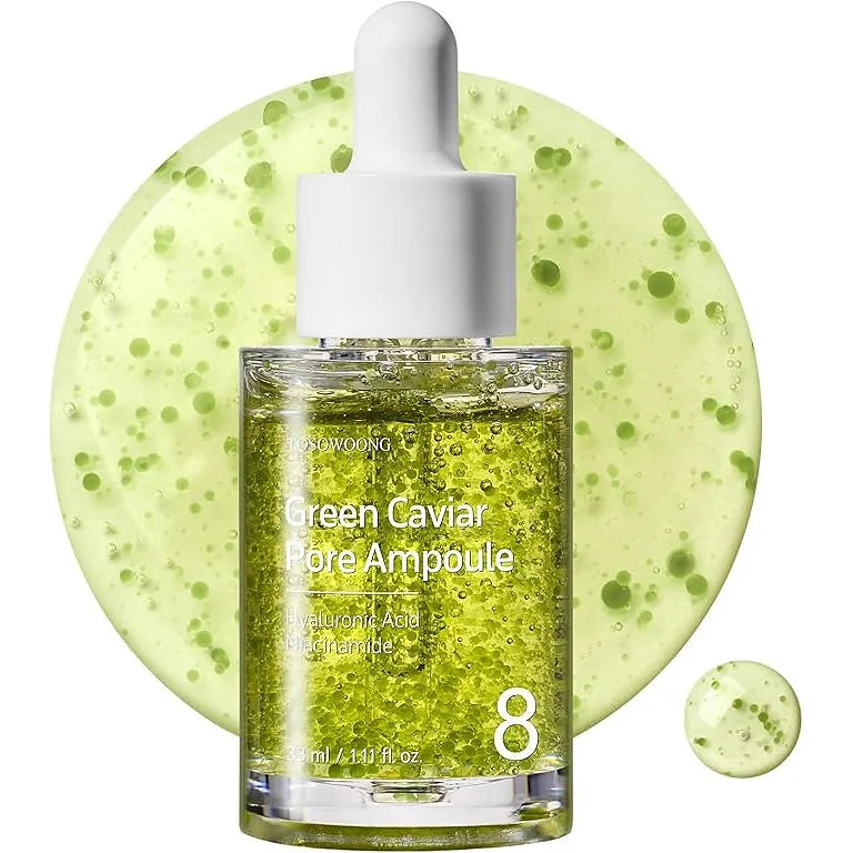 Refine pores and boost hydration with Green Caviar Pore Ampoule from TOSOWOONG.