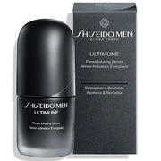 The SHISEIDO MEN Ultimune Powerizing Serum is an advanced anti-aging serum designed to strengthen, energize, and protect men’s skin from daily damage.