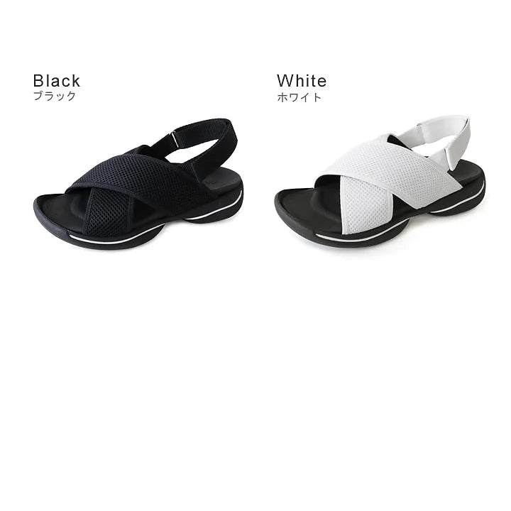 Re:getA R-3097 Mesh Cross-Belt Sandals (Women)