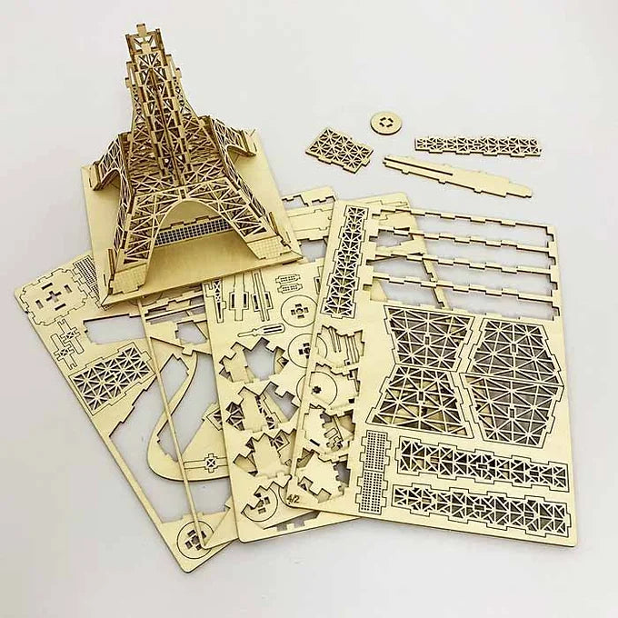 ki-gu-mi Tokyo Tower Wooden 3D Puzzle – DIY Craft Kit for Kids and Adults