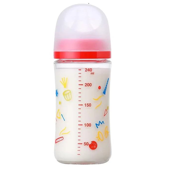 Pigeon Breastfeeding Bottle – Heat-Resistant Glass | Music Design (Red)